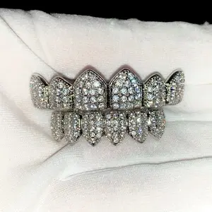 14k Gold/White Gold Diamond Hiphop Jewelry Iced Grillz Set