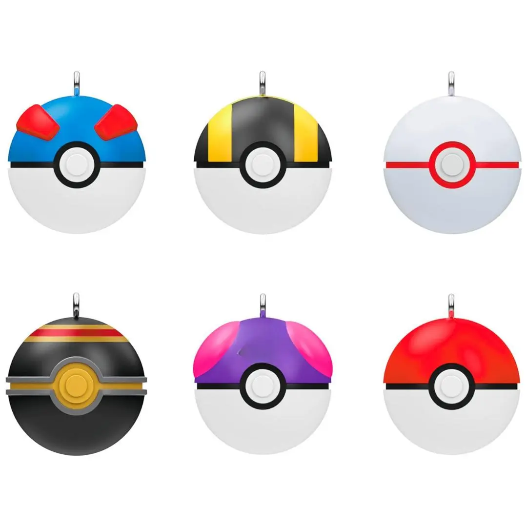Keepsake Mini Christmas Ornaments 2024, Pokémon Poké Balls, Set of 6, Gifts for Pokémon Fans