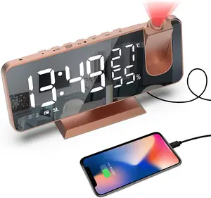 Aubess Minimalist LED Projection Digital Alarm Clock with Phone Charging Function