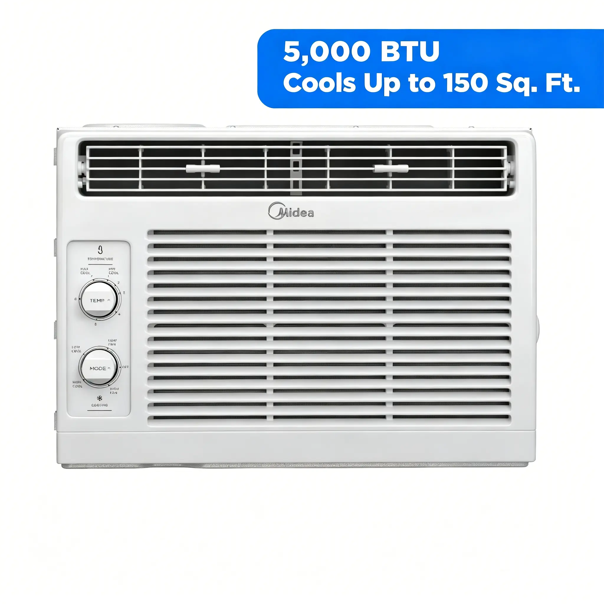 Midea 5000 BTU Window   Like New AC Unit Quiet Energy Saving Compact Mechanical Window AC for Bedroom Office 150 Sq Ft Small Room Cooling with Reusable Filter Easy DIY Setup White Summer Heatwave Comfort US LA Warehouse Fast Ship(Like New)