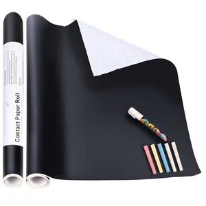 Chalk Paper, 17.7" X 78.7" Adhesive Chalkboard Contact Paper Removable Wall Decal Stickers with 1 Liquid Chalk Marker & 5 Colors Chalks for Home Office School Blackboard Restaurant Menu