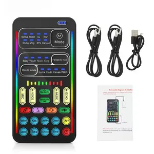 i9 Voice Changer Mini Ultra-Thin Portable Sound Card with 16 Electric Tones & 8 Live Sound Effects Bluetooth-Compatible for Android PC Tablet iPad