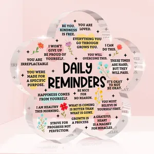 Inspirational Daily Reminders Flower Shape Acrylic Decorative Plaque Sign, Motivational Positive Belief Desk Decor, Home Bedroom Dorm Office Decor Gift, Acrylic Desktop Decoration