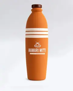 Natural Clay Water Bottle 1200ml - Airtight Silicon Cap