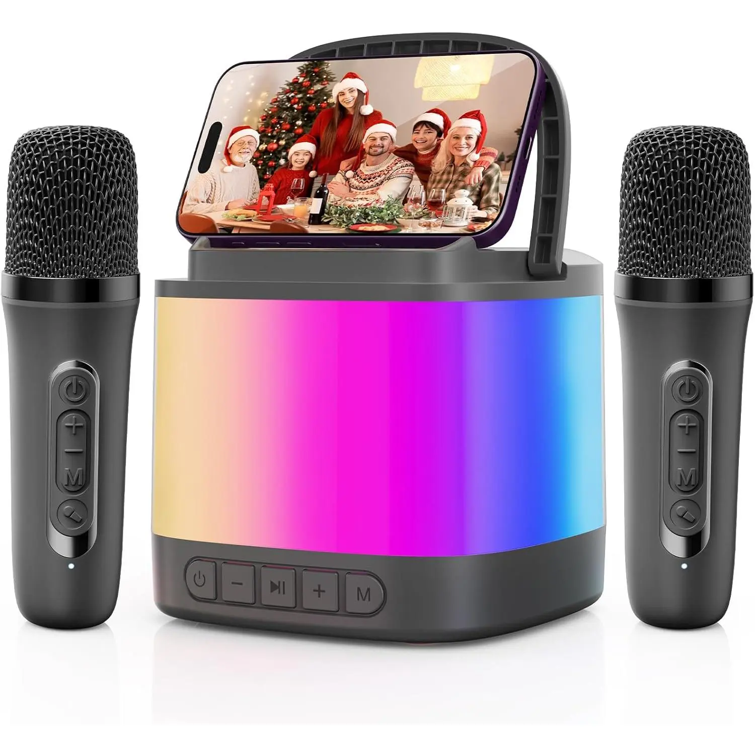 Mini Karaoke Machine, Portable  Karaoke Speaker with 2  Microphones and Phone Holder, Popular Birthday Gifts, Singing Machine for  Party
