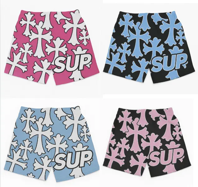 Sup Men's Cross Graphic Print Shorts - Stylish Casual Fit, Modern Cut Streetwear for All-Day Comfort, Casual Fit Shorts