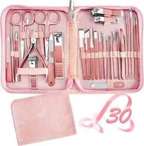 Manicure Set 30 in 1 Nail Clipper set, REDFLOW nail clippers, fingernail & toenail clippers, Manicure Tools, pedicure tools, Suitable for Travel Manicure Kit, Nail Set Kit With Everything Profe