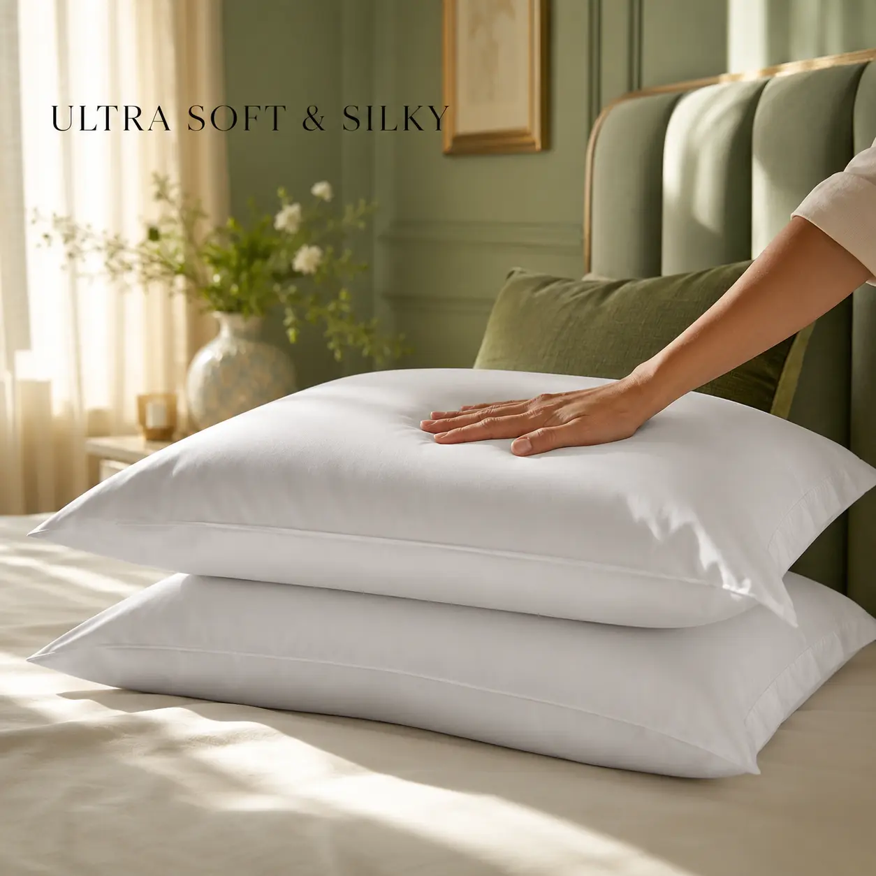 Egyptian Cotton Sateen Weave Sheet & Pillowcase Set - Luxe, Premium Bedding Linens for Bedroom Use