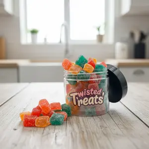 Twisted Treatz Pectin Gummy Cubes Jar Sweet & Sour Fruity Candy Bites 11.5oz