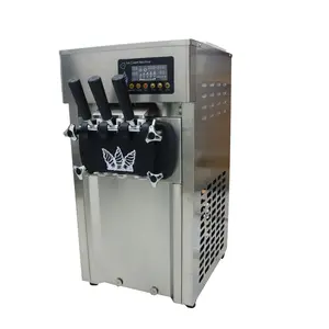 YOKOMA 3 Flavor Soft Serve Ice Cream Machine Countertop Ice-cream Cone with LED Display Countertop Stainless Steel Soft Serve Ice Cream Maker Ice Cream Maker