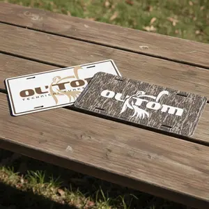 Ol' Tom Technical Turkey Gear License Plate - Camo & White Logo - Vanity Front Tag for Car, Truck 100% Aluminum 12 x 6 Inches US Vehicle Compatible