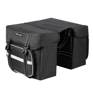 Waterproof MTB Bike Double Pannier Bag with Safety Reflective Strips Bike Rear Rack Double Pannier Bag Waterproof Panniers Bike Bag for Grocery Shopping Commuter Long Cycling Trip