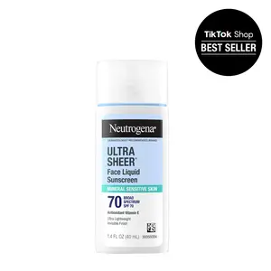 Neutrogena Ultra Sheer Mineral Face Liquid Sunscreen SPF 70, 1.4 Fl. Oz, Broad Spectrum, Gentle for Sensitive Skin, with Antioxidant Vitamin E, Non-Greasy for Daily Use