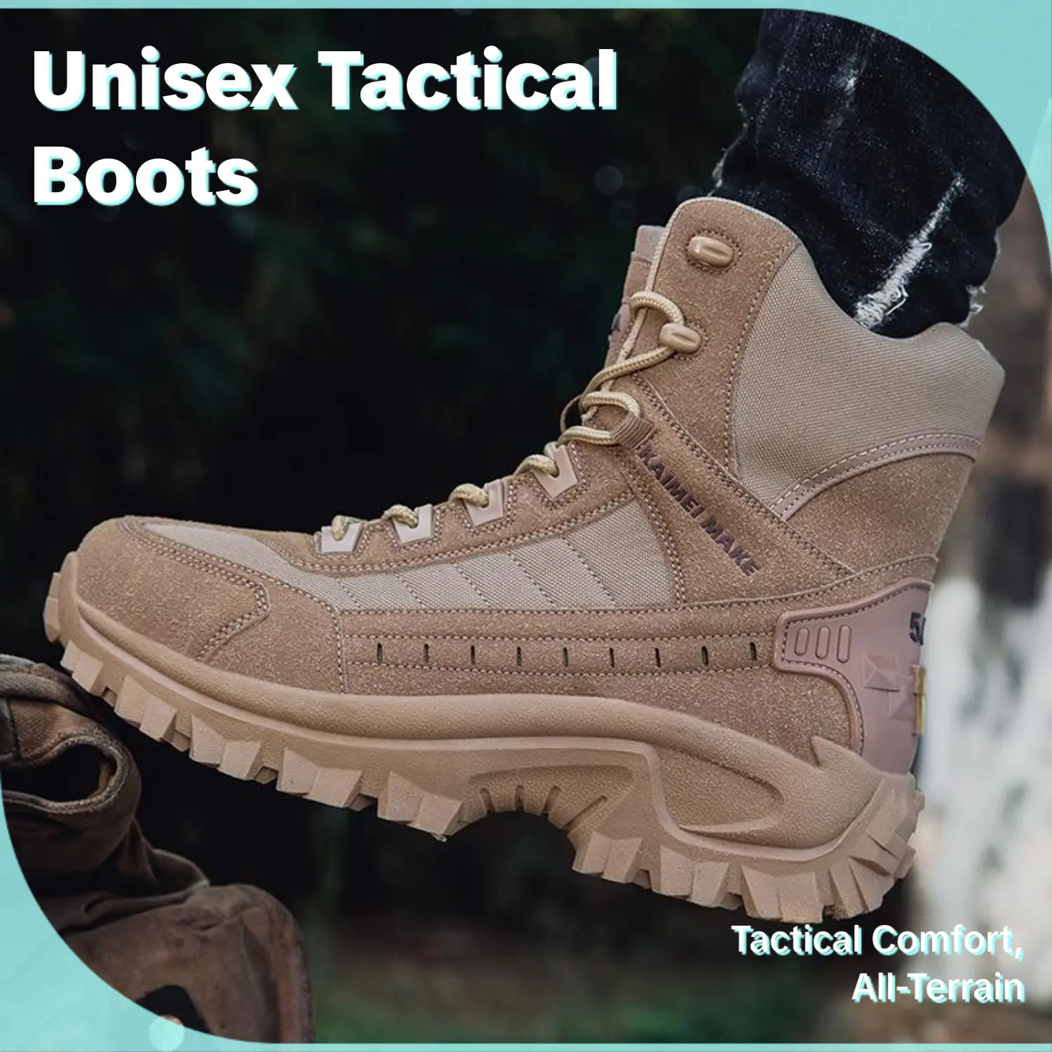 5.AA Unisex High-Top Lace-Up Tactical Combat Boots - Lightweight, Breathable, Non-Slip, Ankle Support Fabric Outdoor Footwear with Rubber Sole for Men, Shoes for Women, Ideal for Hiking, Motorcycle Off-Road Wear, Trekking Camping Shoes, Cycling, Female, L