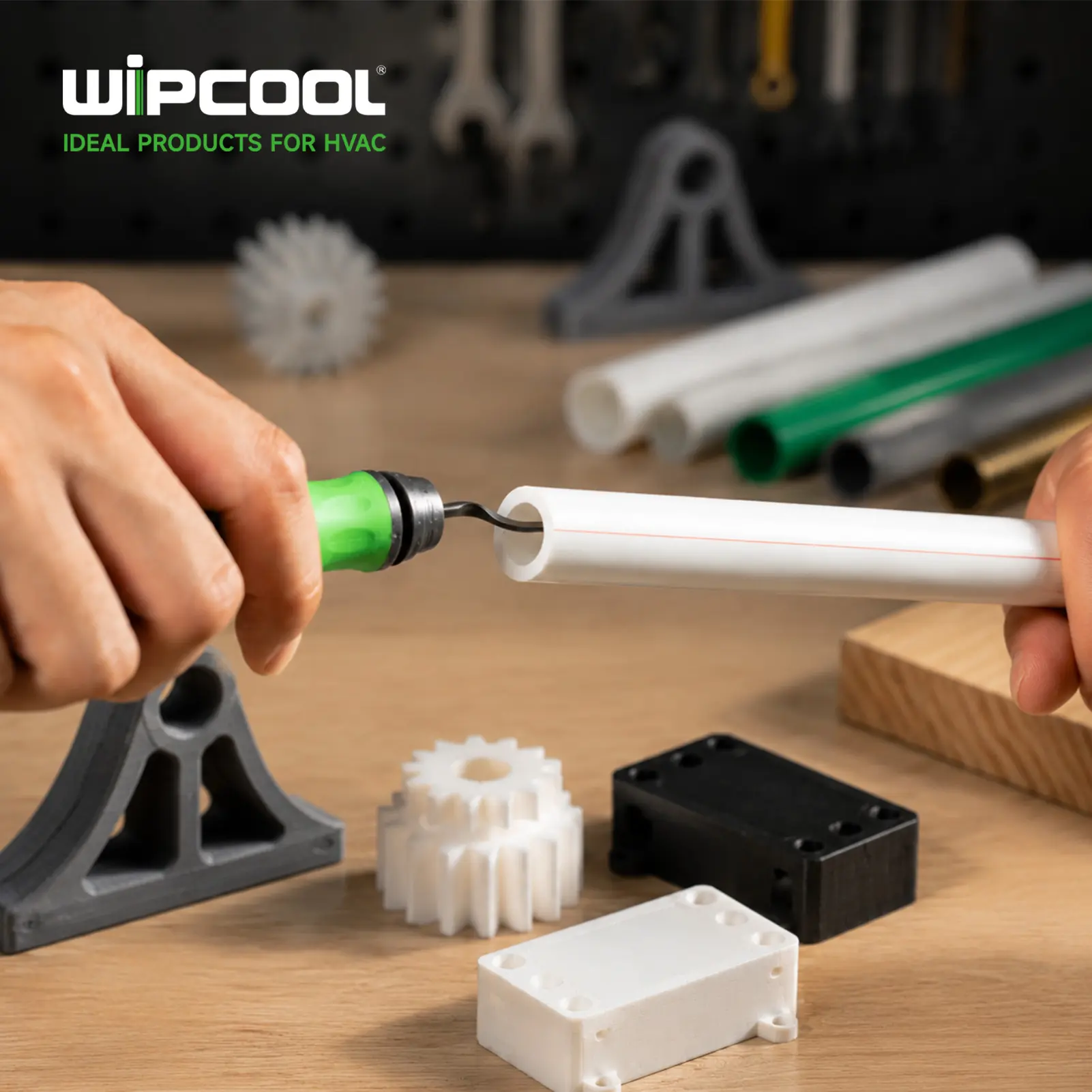 WIPCOOL HD-5 Tube Deburring Tool with Ergonomic Grip & Spare Blade, Pipe Reamer and Chamfer Tool for PVC, PPR, Copper, Soft Metal & 3D Printed Parts, HVAC, AC Refrigeration & Plumbing Pipe Preparation