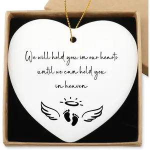 Loss Gifts We Will Hold You in Our Hearts Hanging Ornament Angel  Memorial  Miscarriage Gifts for Mothers Loss of  Sympathy   Christmas Ceramic Heart Keepsake