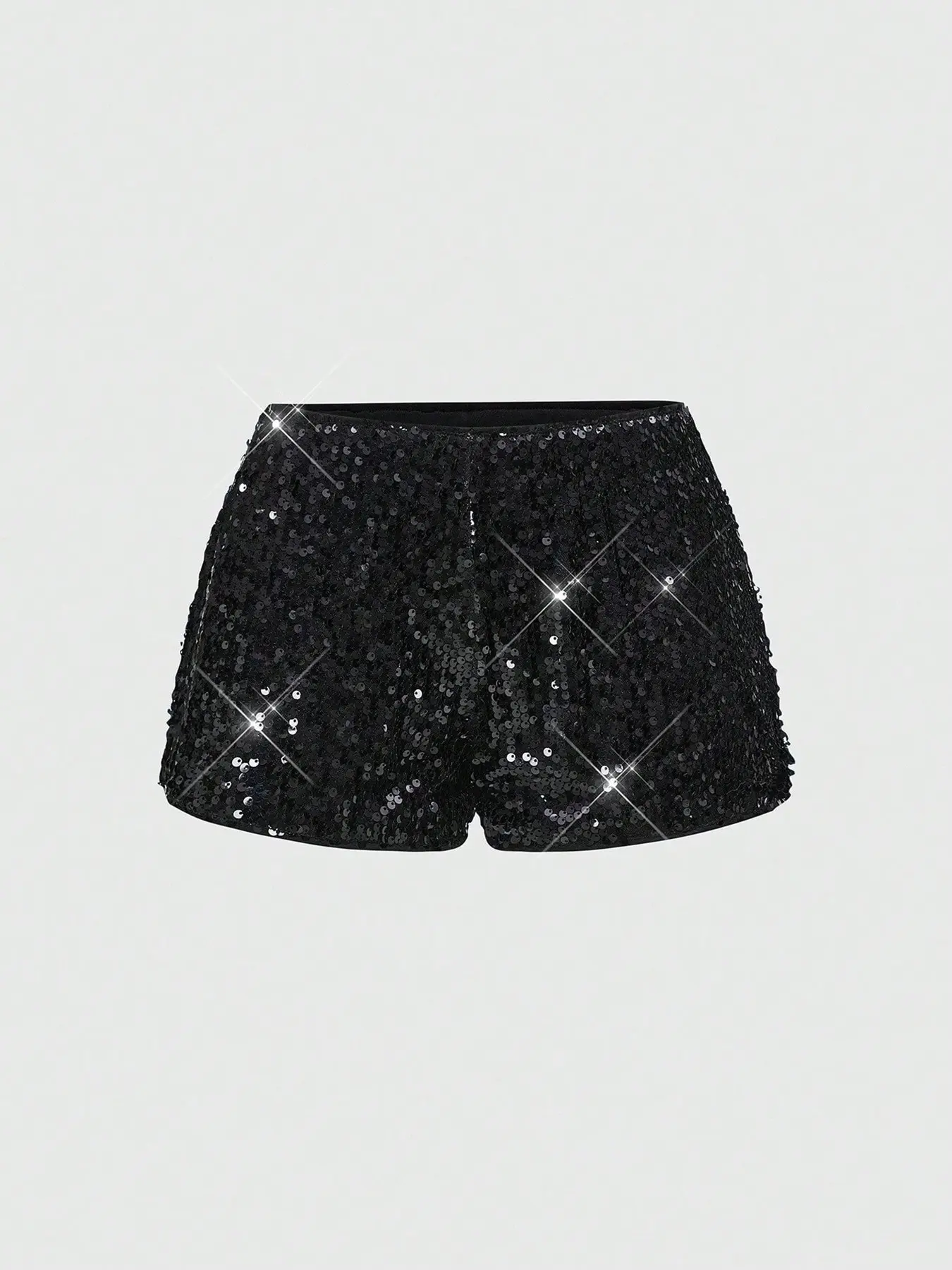 Women's Sequined Glitter Low Waist Slim Fit Shorts, Dressy Shorts, Party Nightclub Style Evening Shorts, Chic Shorts, Fashionable Fish Scale Pattern, Perfect for Events, Womenswear