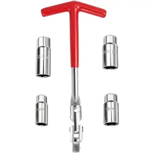 Spark Plug Socket Wrench T-Handle 5/8 Inch (16mm) and 13/16 Inch(21mm) Spark Plug Socket Wrench Remover Installer Tool for Motorcycles, Lawn mowers and Small Motor Vehicles, etc