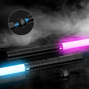 MAMXUAN,2 in 1 Light up saber, Metal Hilt, Mini Sword, USB Rechargeable, Battle Sound Effects, Durable PVC Blade, RGB 15 Color Changing, Charging Cable Included, Birthday Gift for Youngsters and Teens