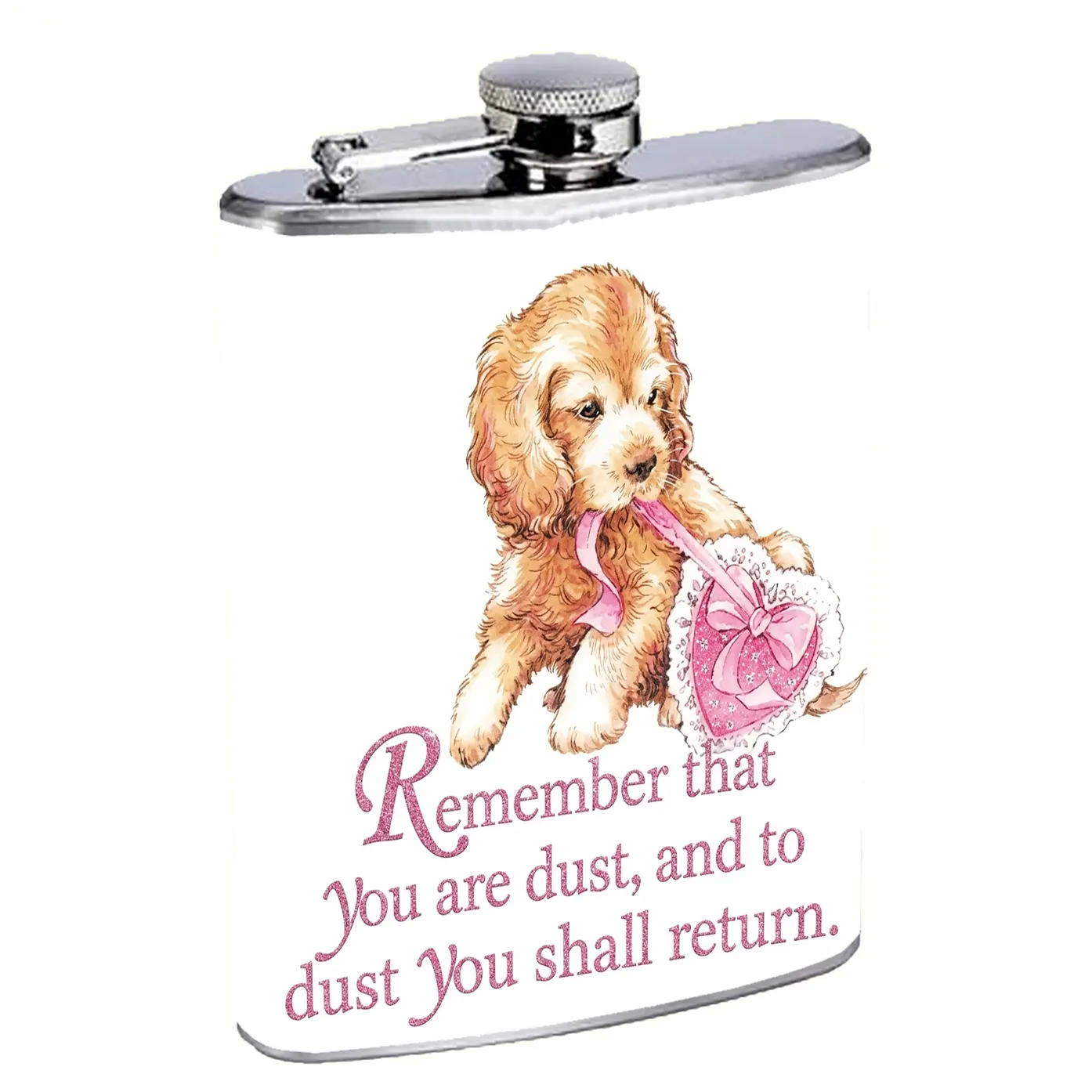 Vintage Style Girly Dust to Dust 8oz Stainless Steel Flask