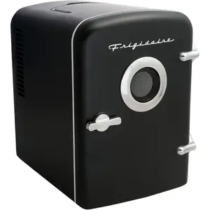 Mini Portable Compact Personal Home Office Fridge Cooler, BUILT IN SPEAKER, 4L Capacity, Chills Six 12 oz Cans, 100% Freon-Free & Eco Friendly