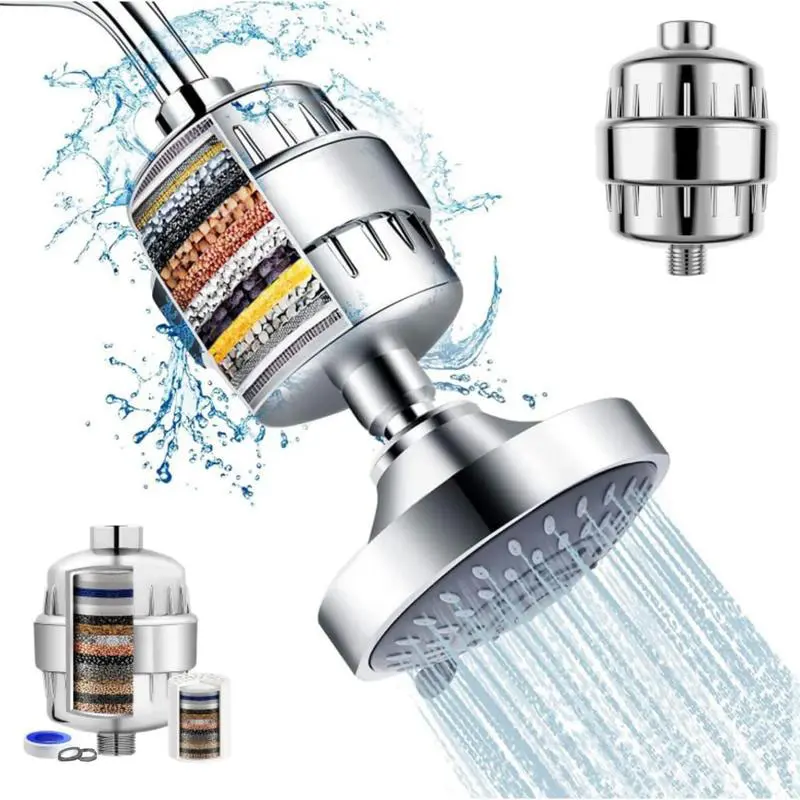 Shower Filter (No Head) for Hard Water. High Pressure Showerhead Filter Replacement Softens Water. Renter Friendly Chlorine Remover. Fix Dry Skin & Frizzy Hair Aesthetic Bathroom Upgrade & Self Care Essential for Healthy Hair Routine, Shower Water Equipme