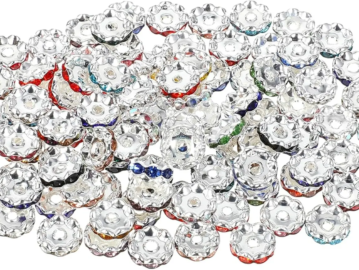 Sparkly Rhinestone Metal Spacer 12mm - 25 Pack for Jewelry Designs with Eye-Catching Sparkle and Versatile Use