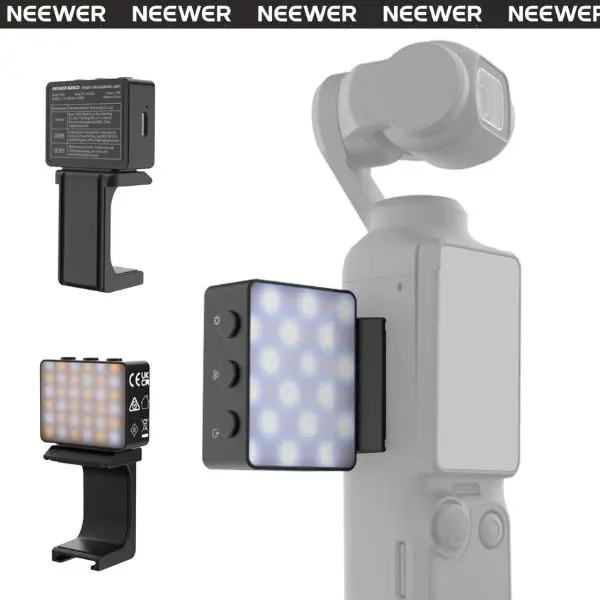 NEEWER M24 Bi-Color Magnetic Camera Auxiliary LED Light - 1.5W Rechargeable Plastic Mini Fill Light Equipment, Compatible with DJI OSMO Pocket 3&4 Gimbal, Portable Charger-Integrated for Influencer Vlog Selfie Video Recording, Led Lights