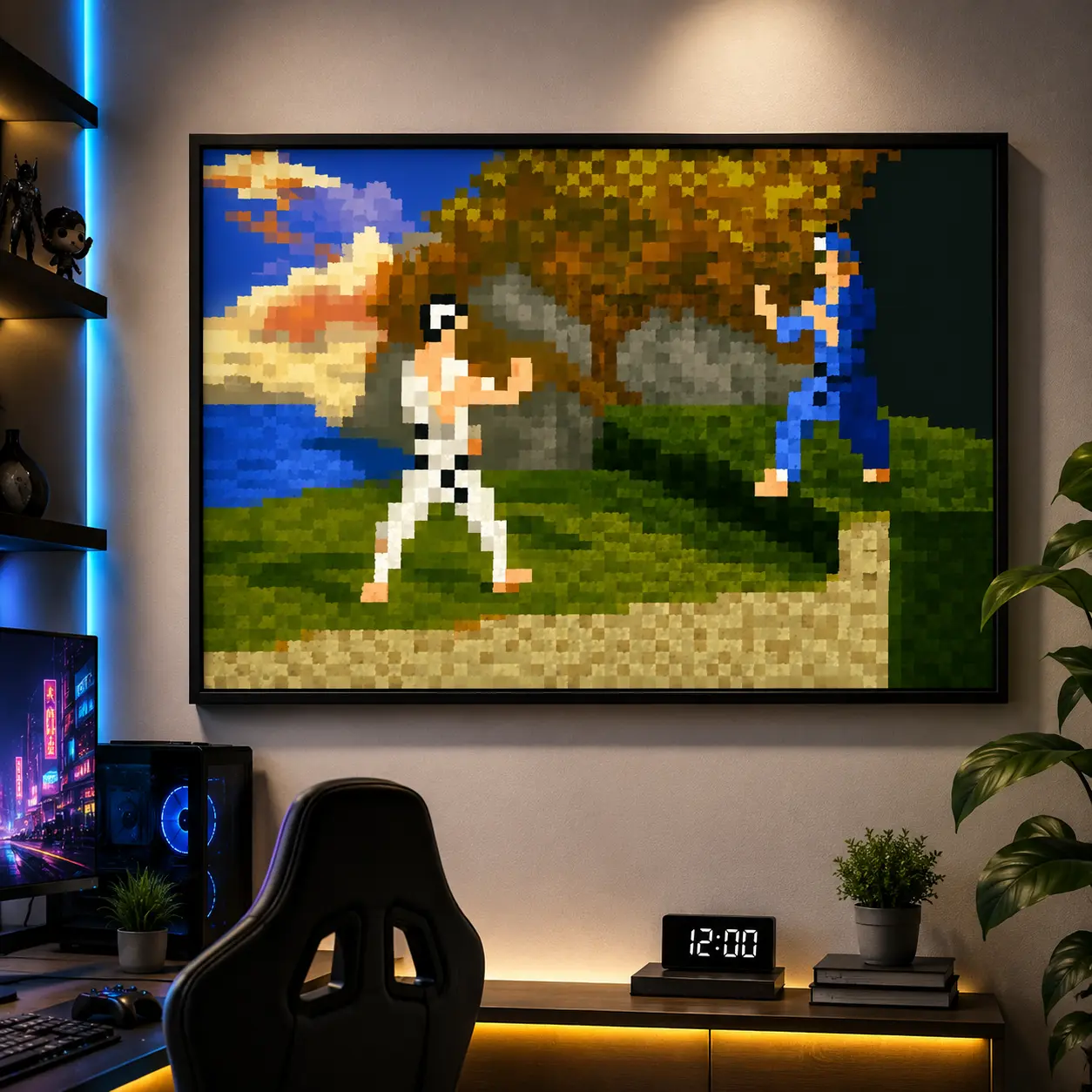 Minecraft "Fighters" Retro 8-Bit Pixel Canvas Wall Art, Official In-Game Print, Frameless Home Decor, Teen Boy Gift, Room Decorations for Gamer Setup, Gaming Wall Art, Game Room Decor, Bedroom Decor, Canvas Poster, Gift for Gamers