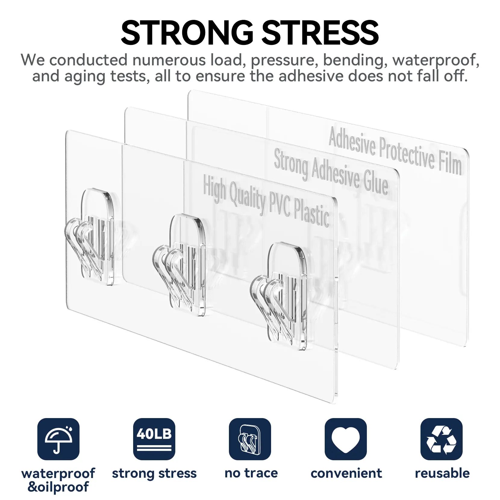 YASONIC 2/3/5 Pack Adhesive Replacement Strips for Shower Caddy Organiser, Strong Damage-Free Peel Hooks, Waterproof Home Decor Strips, No Drilling, Residue-Free Lift for Bathroom Storage Shelves