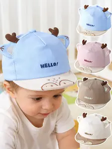 Baby Hat Spring Summer Autumn, Cute Cartoon Deer Horn Snapback Cap, Thin Soft Brim Baseball Hat for 1-3 Year Olds, Infant Toddler Apparel