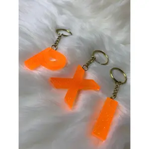 Neon Orange Letter Keychain