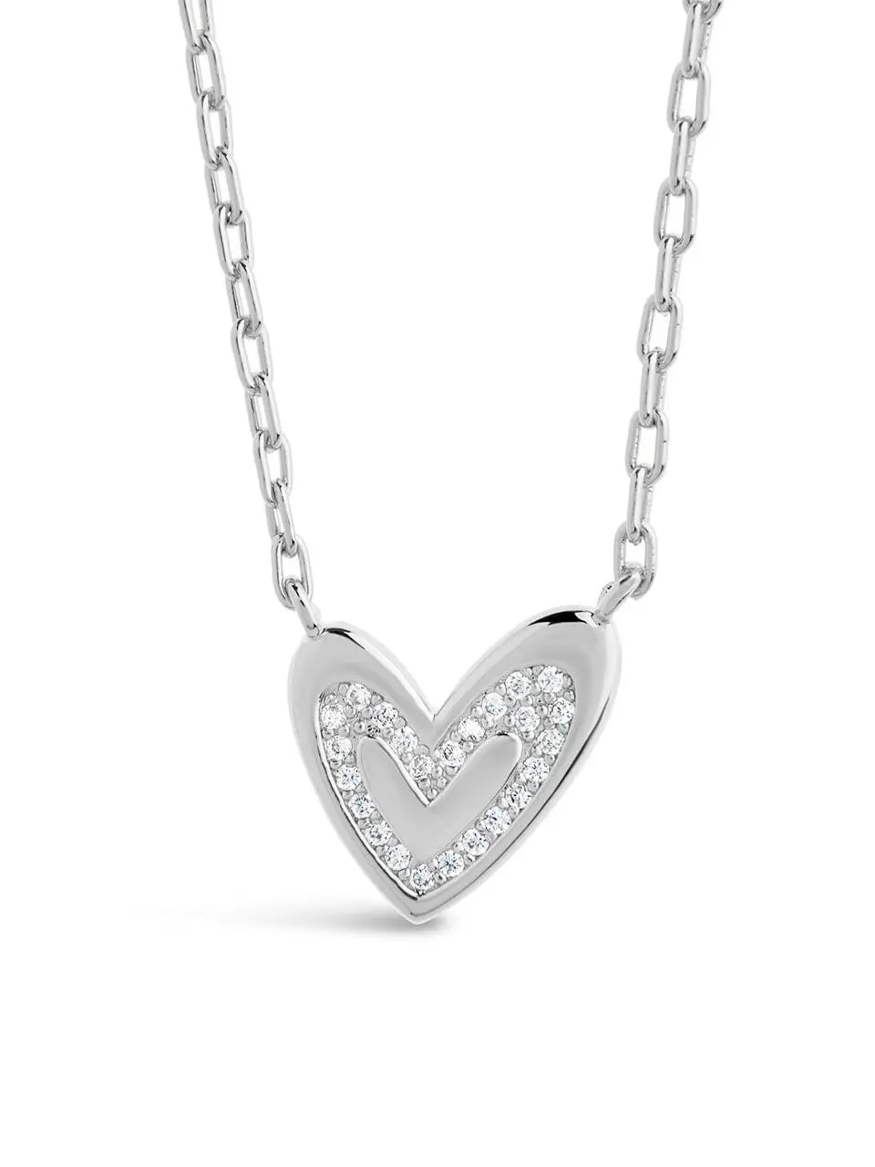 Sterling Silver Mabel CZ Heart Pendant Necklace