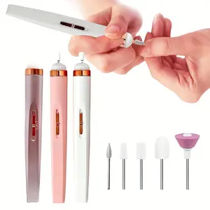Portable Nail File, Electric Nail Drill With 5 Attachment Drill Bits, USB Charge With LED Light, Adjustable Speed For Manicure And Nail Kit Care Tool