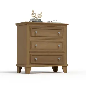 Modern 3 Drawer Dresser for Bedroom – Wide Wood Chest of Drawers with Vintage Handles – Versatile bedside table Cabinet for Storage, Organization