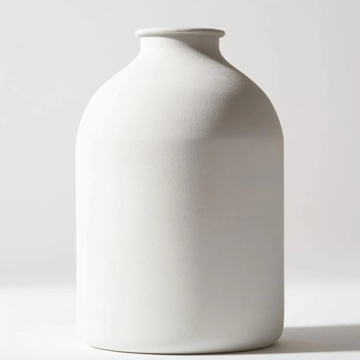 Large White Vase, Decorative Vase, Vases Home Decor, Big Iron Vase for Long Stem Flowers, White Arlo Matte Finish for Modern Minimalist Table Centerpiece Decor, Japandi Home Decor