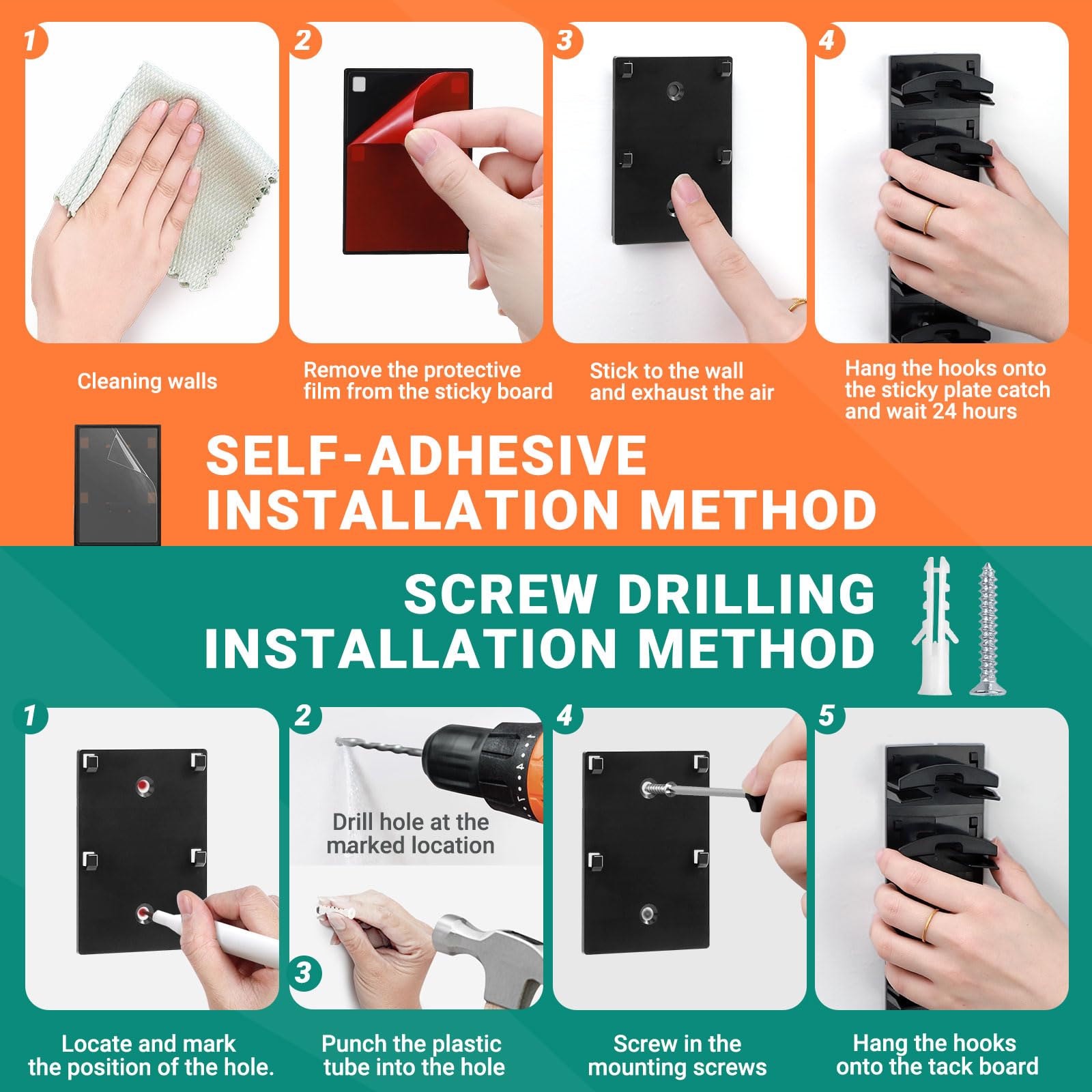 Baseball Cap Organizer Rack-2Pcs,Wall Hat Hooks with Strong Adhesive Holds up to 16Hats,Over-the-Door Closet Hat Hanger Display Stand,MultiLayer Cap Organizer Storage with 2Mounting Options