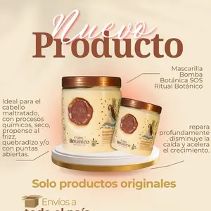 MASCARILLA BOMBA S.O.S _Ritual Botánica 450 ml Intensive Hair Repair with Biotin & Collagen for All Hair Types, Reducing Frizz and Open Pockets