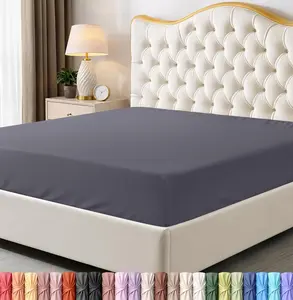 Queen Fitted Sheet Deep Pocket Soft Microfiber Bed Sheet Grey Shrink Fade Resistant Easy Care