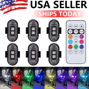 12PCS(or 6) Wireless LED Strobe Lights with Remote Control, 8 Colors USB Charing Waterproof Anti-Collision Led Emergency Warning Lights for Car Motorcycle Drone Aircraft Mountain Bike