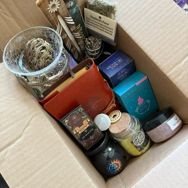 12-Item Unisex Celestial Theme Home Apothecary Magic Set for Beginner Witchy Practitioners - Deluxe Witchcraft Bundle with Box, Journal, Spell Books, Spell Candles, Incense, Aromatherapy Essential Oils, Fragrance, Essential Oils Lifestyle