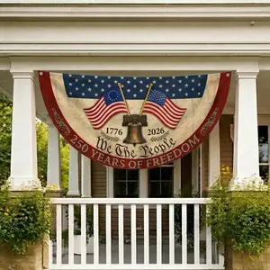 250th Anniversary Banner, We The People Banner, 1776 2026 Banner, Liberty Bell Banner, Patriotic Porch Banner, 250 Years of Freedom Banner, USA 250th Anniversary Patriotic Bunting Banner America 1776–2026 Semicircle Fence Flag Christian Freedom Porch
