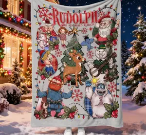 Rudolph the Red-Nosed Reindeer Christmas-Themed Blanket Soft Festive Design for Christmas Party Decor Winter Family Movie Nights New Year Gathering Ideal for Holiday Decor