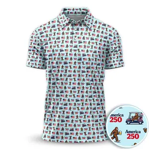 250th America - funny Bigfoot Golf Polo PGA Performance Style Golf Shirt