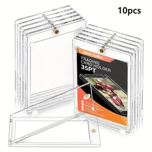 10 Pack Premium 35 Pt UV-Resistant Acrylic Magnetic Card Holders, Durable Transparent Display Cases, Top Magnet Closure for Baseball Cards, Card Sleeves And Top Loaders