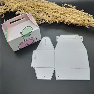3D Gift Box Metal Cutting Die, Cutting Dies - Features an expandable template for handle-style gift boxes, compatible with various die-cut machines, it crafts handle gift boxes, ideal for favor packaging, party item storage & journal decor