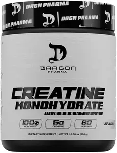 DRAGON PHARMA Creatine Monohydrate, Aid Muscle Recovery, Post-Workout Supplement, Antioxidant Support (60 Servings, Unflavored)