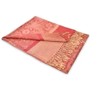 Watermelon Champagne Paisley Pashmina Scarf