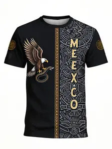 Mexican Football Jersey T-Shirt, stylish Lightweight Jersey, Aztec Pattern, Round Neck, Breathable Fabric, Perfect for Casual Wear and Cultural Events
