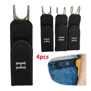 4pcs Buckle-Free Elastic Stretch Belt With Metal Hook| Strong Hook & Loop Waist Support for Men & Women| Invisible No-Bulge Belt for Everyday Casual & Outdoor Wear + Free Sports Headband Waist Trimmers